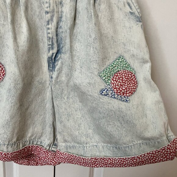 Vintage Rue Royal Shorts Womens 26 Acid Wash Patchwork Paperbag 90s High Rise - Picture 3 of 12
